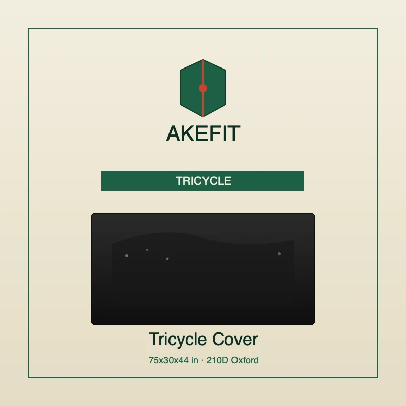 AKEfit Adult Tricycle Cover — 75 x 30 x 44 inch waterproof 3-wheel electric tricycle and bike cover with reflective strips