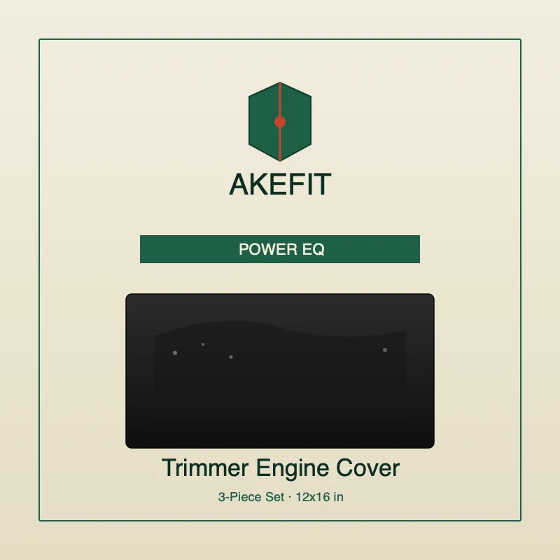 AKEfit Trimmer Engine Cover — 12 x 16 inch 3-piece black PU set for trimmers edgers chainsaws brush cutters hedge trimmers