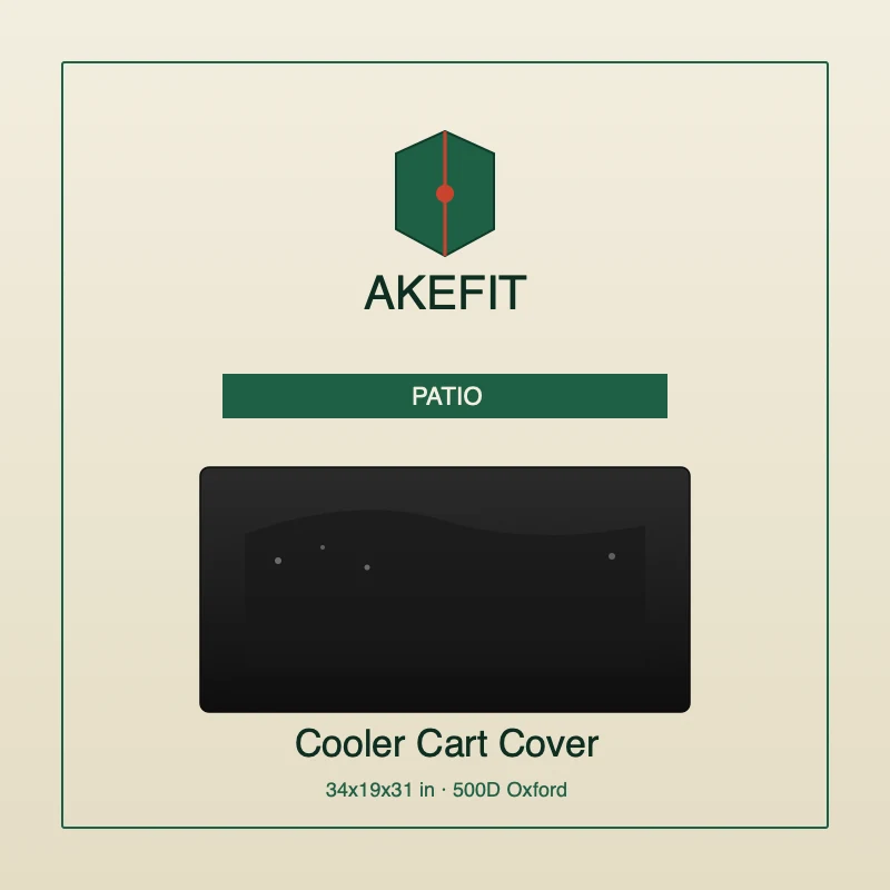 AKEfit Patio Cooler Cart Cover — 34 x 19 x 31 inch 500D Oxford waterproof ice chest rolling cooler cover in grey