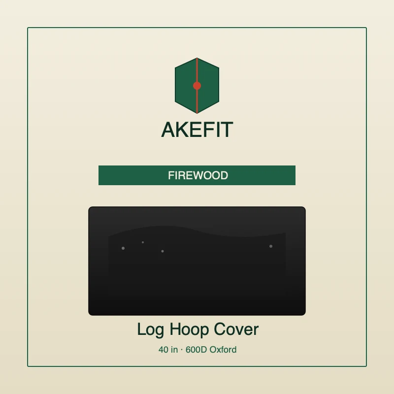 AKEfit 40 inch Firewood Log Hoop Cover — 600D Oxford outdoor waterproof round log rack cover with zipper and windproof buckles